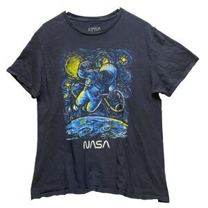 NASA Shirt Adult Large Astronaut Outer Space Artsy Van Gogh Starry‎ Night Mens